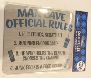 Man Cave OfficialRules- Small Home Decor Metal Plaque Sign - 6" X 7" Great Gift - Picture 1 of 3