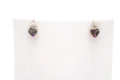 Brincos de coração de topázio místico de ouro amarelo 10k - Imagem 1 de 4