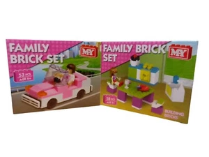 Bloques de construcción coche de cocina para niños conjunto de ladrillos familiares niñas jugar juguetes nuevo Reino Unido - Imagen 1 de 9