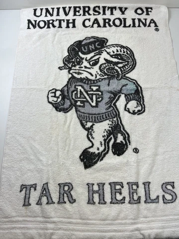 Vintage UNC North Carolina Tar Heels Beach Towel 30” X 52” Cotton Made in USA Cover