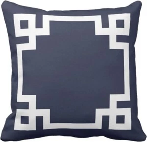 Emvency Throw Pillow Cover Cute Preppy Navy Blue and White 20" x 20", Silver  - Picture 1 of 5