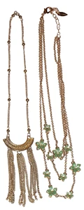 Lot Of 2 Necklaces Coldwater Creek Gold Plated  Multi Strand Womens Tassels - Picture 1 of 24