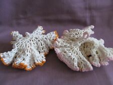 Vtg Crochet Ruffle Dish Cloth Doily Hanging Loop Lot-2 Orange & Pink
