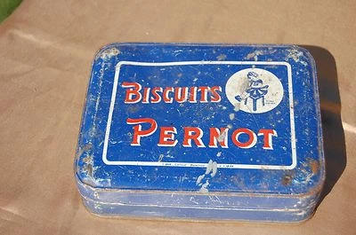 Ancienne Boite en tôle Biscuits Pernot  D'après Cappiello Bleue -------//C2// - Photo 1/3