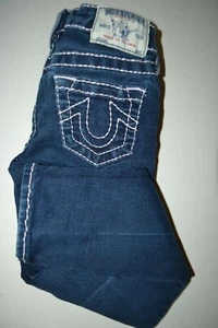 True Religion Girl Skinny Big T No Pocket Flaps Thick Stitch Blue Jeans Sz 6 - Picture 1 of 12