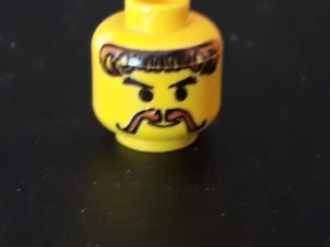 LEGO castle Minifigure Head Moustache and Curly Brown Hair Pattern - Picture 1 of 2