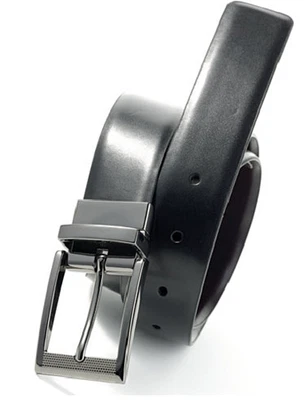 $76 Alfani Mens Black Brown Leather Reversible Buckle Casual Dress Belt Size 32 - Imagem 1 de 4