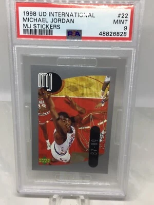 1998 UD International Stickers 22 Michael Jordan PSA 9 (17 in all grades) - Image 1 of 2