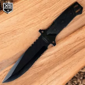 12" FULL TANG Black Survival Tactical HUNTING Fixed Blade BOWIE Knife w/ Sheath - Picture 1 of 5