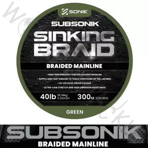 Trenza Sonik 40 lb línea principal hundimiento rápido verde 300/600 m pesca de carpa - Imagen 1 de 3