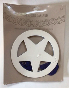 Vintage Hallmark Royal Blue STARS Honeycomb Garland 12 Feet Long + 14ft String - Picture 1 of 5