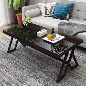 Tempered Glass Tea Table Coffee Table Cocktail Desk Table - Modern Steel Triangu - Picture 1 of 8