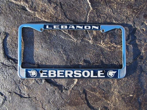 Vintage Ebersole Pontiac Lebanon Pennsylvania Chrome Metal License Plate Frame - Picture 1 of 15