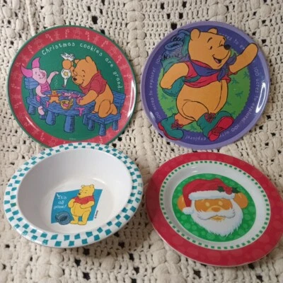 Disney Winnie the Pooh Plastic Kids Plates & Bowl Lot 2 Zak Designs Piglet Cute - Image 1 of 4