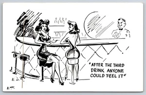 After the Third Drink Anyone Could Feel It Risque Bar Women Dress Postcard B8 - Picture 1 of 2