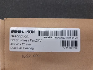 New, Cooltron, FD4020B24W11-81-2R, FAN 24VDC BRUSHLESS - Picture 1 of 5
