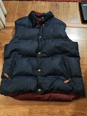 Polo Ralph Lauren 鹅绒双面松饼背心男式中号蓝色栗色  — 第 1/4 张图片