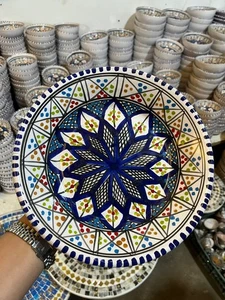 Tunisian ceramic plate handmade, traditional, colorful, diameter 24cm - Picture 1 of 2