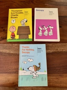 3 Vintage Peanuts Children's Books Schultz 1958-1975 Snoopy Woodstock Charlie HC - Imagen 1 de 14
