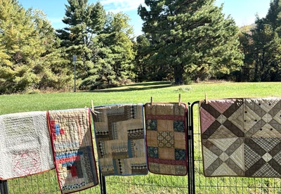 5 LARGE ANTIQUE QUILT SQUARES/RECTANGLES, BINDING, ORIGINAL NC MOUNTAINS-FABULOU - Image 1 of 4