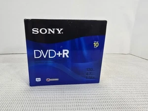 Sony DVD+R Jewel Case 10 Pack Authentic 4.7GB 120 Min 1X-16X 10DPR47R4 Sealed - Picture 1 of 2