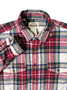 VTG Eddie Bauer Legends Plaid Flannel Shirt Heavy Cotton Red Tartan XL - Picture 1 of 12