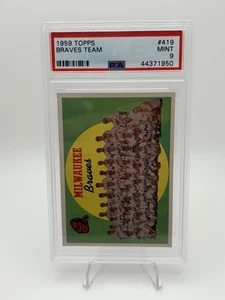 1959 Topps #419 Milwaukee Braves Team PSA 9 -MINT - Picture 1 of 3