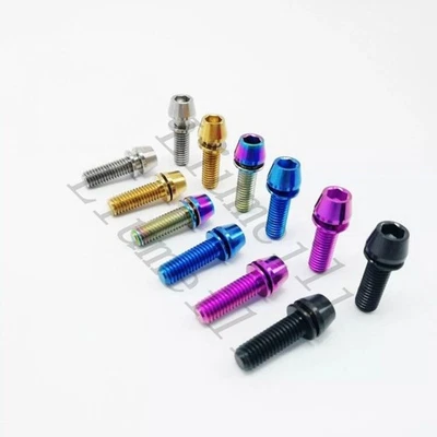 Pernos de vástago de bicicleta súper ligeros M5x16 mm cabeza cónica bicicleta con arandelas 6 piezas Foto 1 de 3