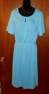Vintage 70er Aqua JC Penney Fashions Maxi formelles Abendkleid mit Krawatten 40" Brustumfang - Bild 1 von 8