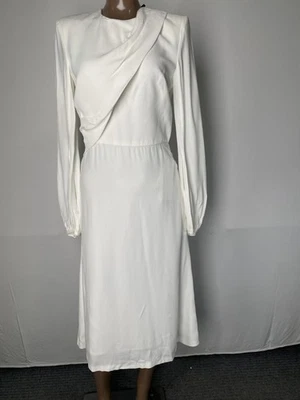 Stella McCartney Womens Midi Dress Off-White/Ivory Size 2 Draped Crepe - Image 1 of 4