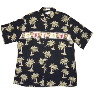 Vintage Pierre Cardin Hawaiihemd | Aloha Beach Margarita Cocktail Palmenmuster - Bild 1 von 5
