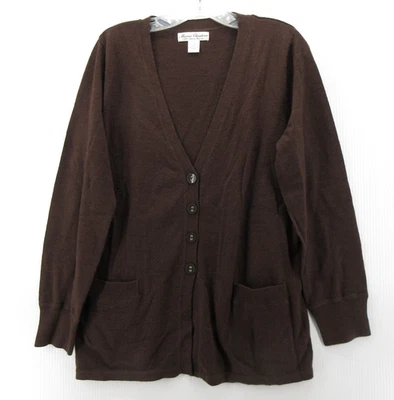 Marisa Christina Sweater Women Large Brown Italian Merino Wool Cardigan Knit * - Image 1 of 4