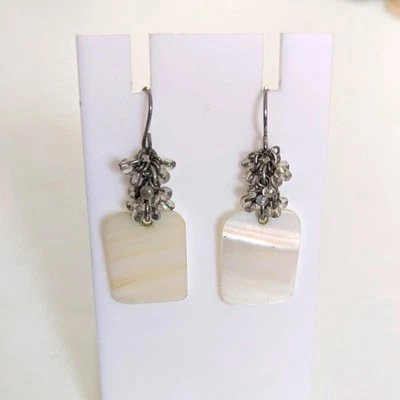 Pendientes artesanales madreperla concha ChaCha semilla cuentas gancho colgante boho hippie Foto 1 de 3