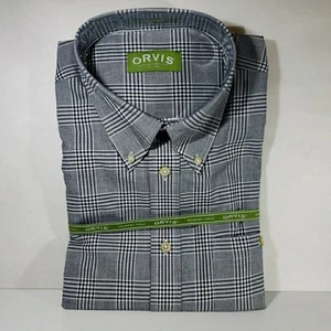 Orvis Country Twill Mens XLarge Long Sleeve Button Down Black White Check Plaid - Picture 1 of 5