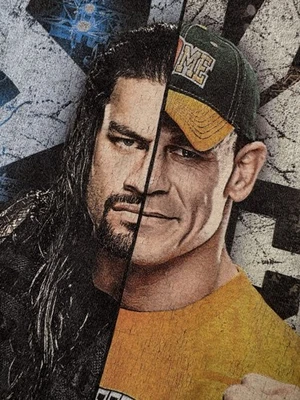 Camiseta mediana de lucha libre WWE John Cena Roman Reigns Face Split para niños Foto 1 de 4