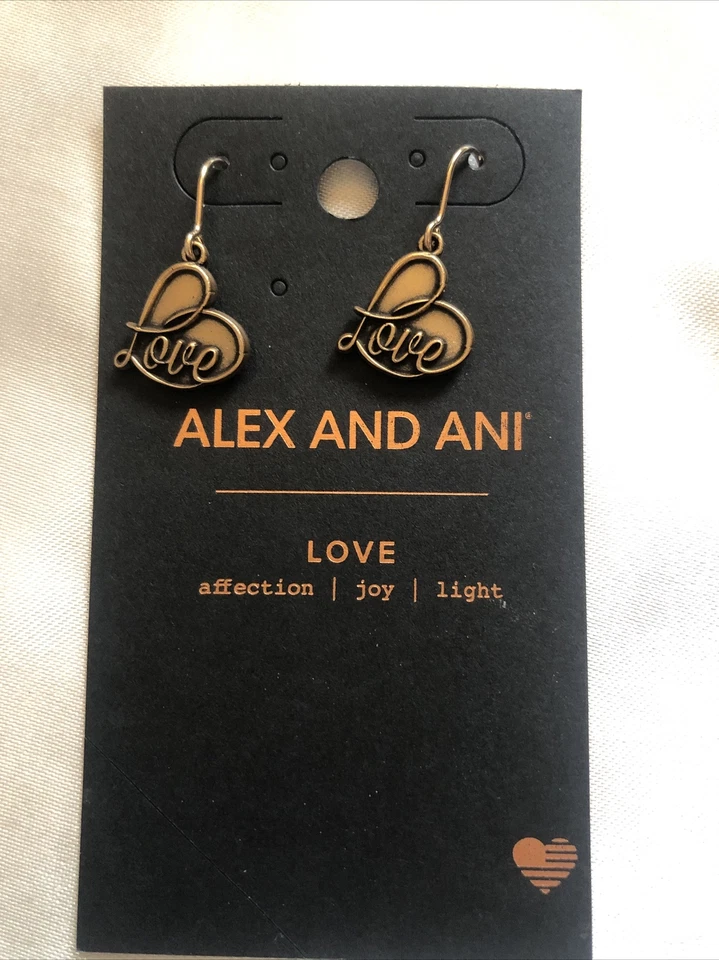 Authentic Alex and Ani Love Rafaelian Gold Hook Earrings
