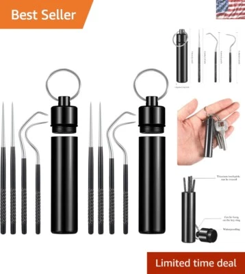Juego de Bolsillo Palillos de Dientes Compactos de Titanio - Elegante, Reutilizable y Multifuncional Foto 1 de 4
