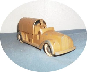 K466~BEL 1939 camion rifornimento esercito con autista/mozzi in metallo~ BARCLAY/TOOTSIETOY - Foto 1 di 5