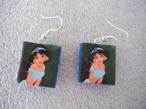 ORECCHINI IN FIMO FATTI A MANO CARTOON ALADDIN JASMINE - Picture 1 of 1