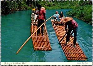 Postcard Jamaica Falmouth Rafting on the Martha Brae River Montego Bay - Picture 1 of 2