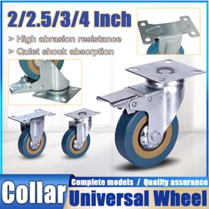 Heavy Duty 2/3/4 Inch Rubber Swivel Castor Wheels Trolley Furniture Caster Brake - Picture 1 of 25