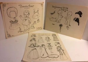 3 fogli ~ Bambole di carta! 1926 Bonnie Babe anni 70 Kate Greenaway & McHenry Museum - Foto 1 di 7