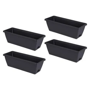 4 Piece Window Flower Box Vegetable Planters with Trays - Picture 1 of 14