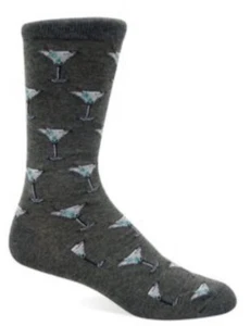Hot Sox Men’s Martini Crew Socks Gray Size 10-13 NWT - Picture 1 of 2