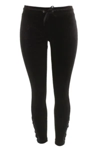 Material Girl Juniors Black Lace-Up Ankle Velour Lounge Pants XS - Picture 1 of 3