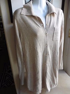 Repeat cotton & rayon beige cardigan sweater top size medium  - Picture 1 of 6