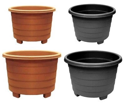Garden Plant Planter Round Plastic Pot Container 32,39 cm Flower Herb Home - Image 1 of 4