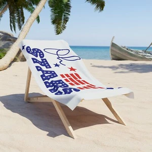 Patriotic Beach Towel - Fun Summer Vibes, Oh My Stars, USA Spirit, Pool Day - Picture 1 of 3