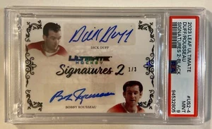 2023 LEAF ULTIMATE HOCKEY 2-Black DICK DUFF/BOBBY ROUSSEAU Dual AUTO 1/3 PSA 9 - Picture 1 of 2