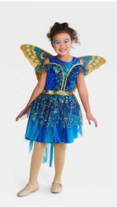 Girls Lighted Moonlight Princess Fairy Wings Costume Blue Green Size Small - Picture 1 of 8